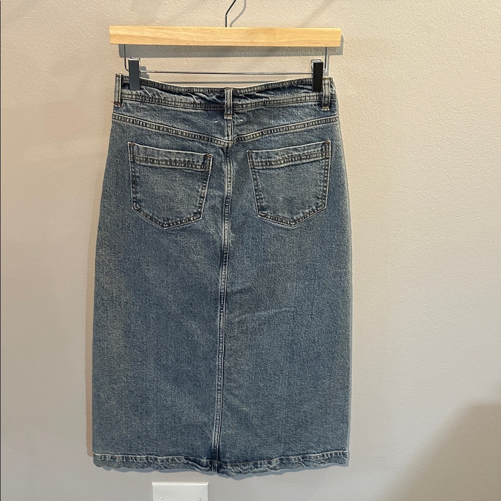 Habitual Center Slit Denim Midi Skirt - Picture 4 of 7